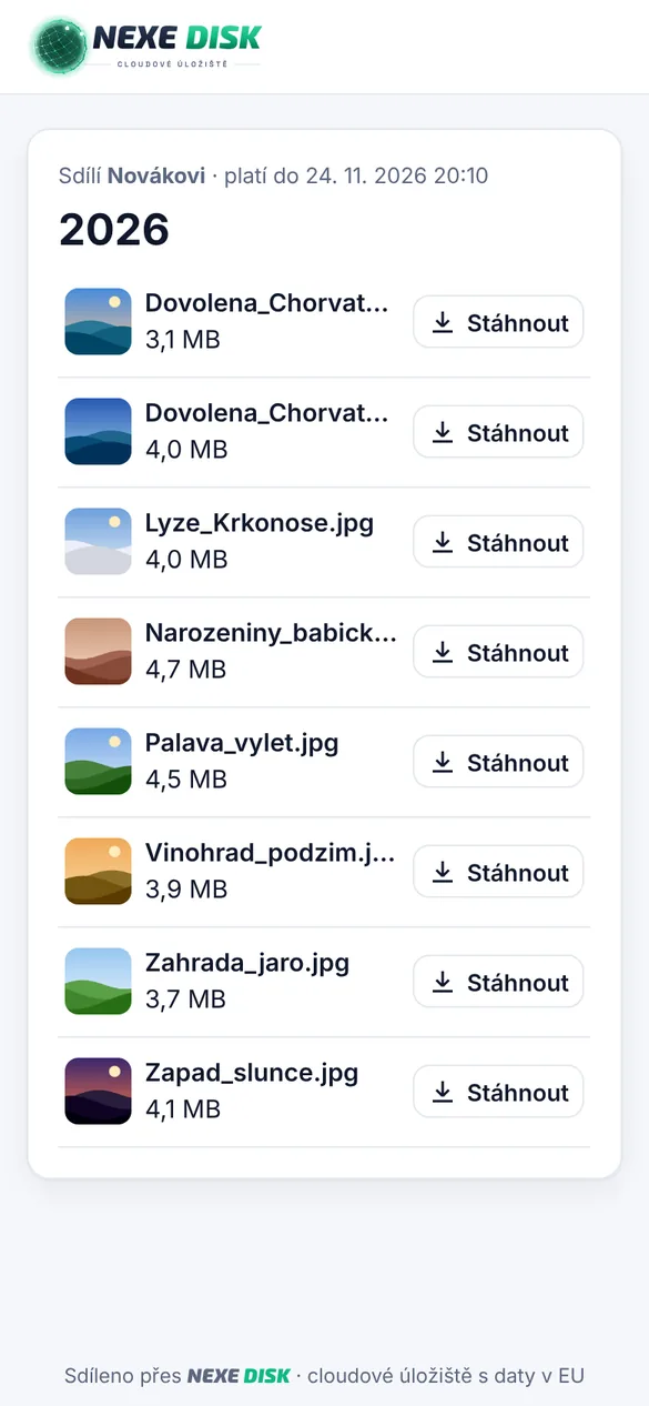 Sdílená složka u příjemce